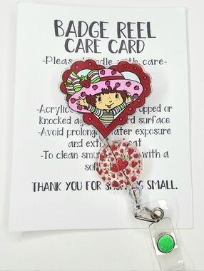 Hand Crafted Strawberry Shortcake Badge Reel